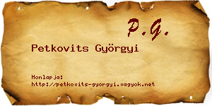 Petkovits Györgyi névjegykártya